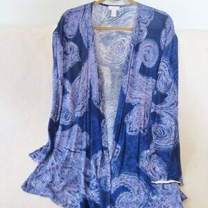 Periwinkle Paisley Drape Front Cardigan